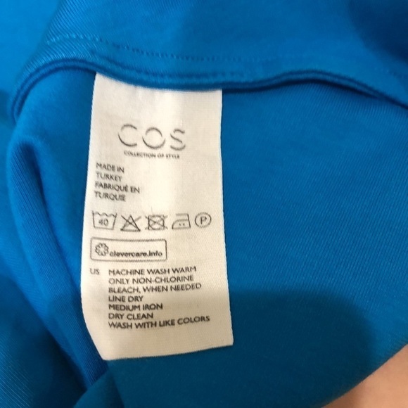 COS Shift Dress Size Medium Cyan Blue Stretch Cotton Blend - Picture 6 of 9